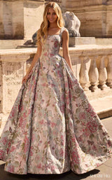 Sherri Hill 57812 Ivory Pink Print