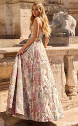 Sherri Hill 57812 Ivory Pink Print