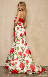 Sherri Hill 57818 Ivory Red Print