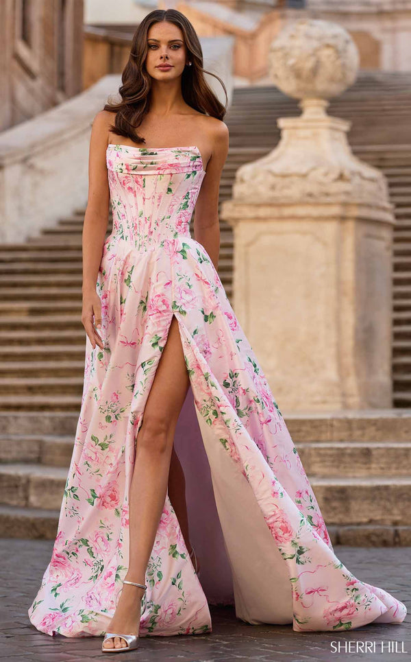 Sherri Hill 57830 Pink Print