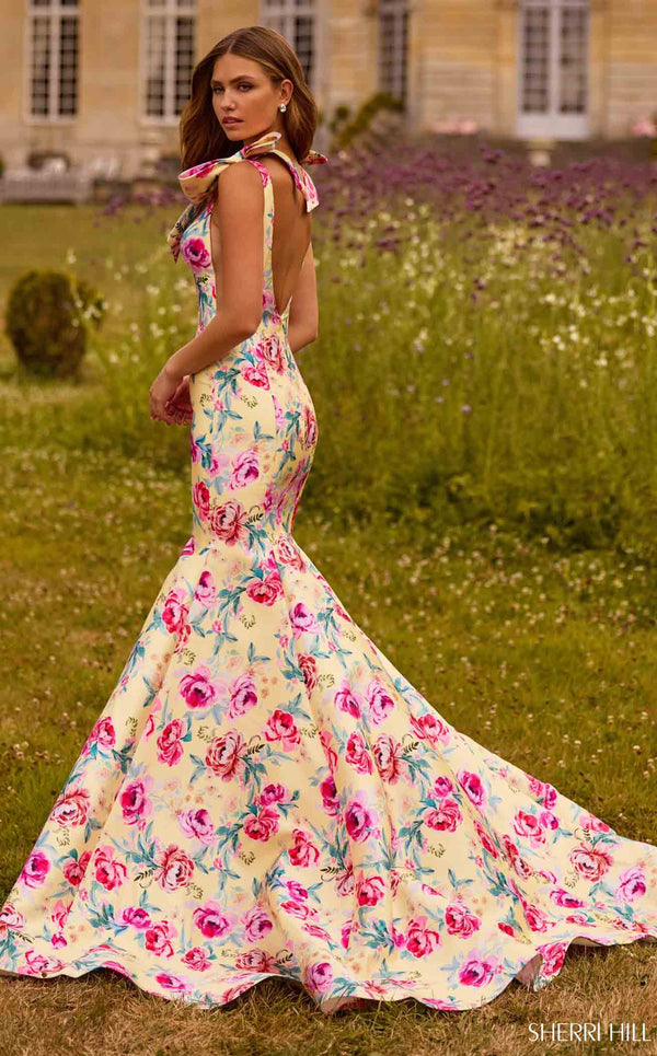 Sherri Hill 57848 Yellow Print
