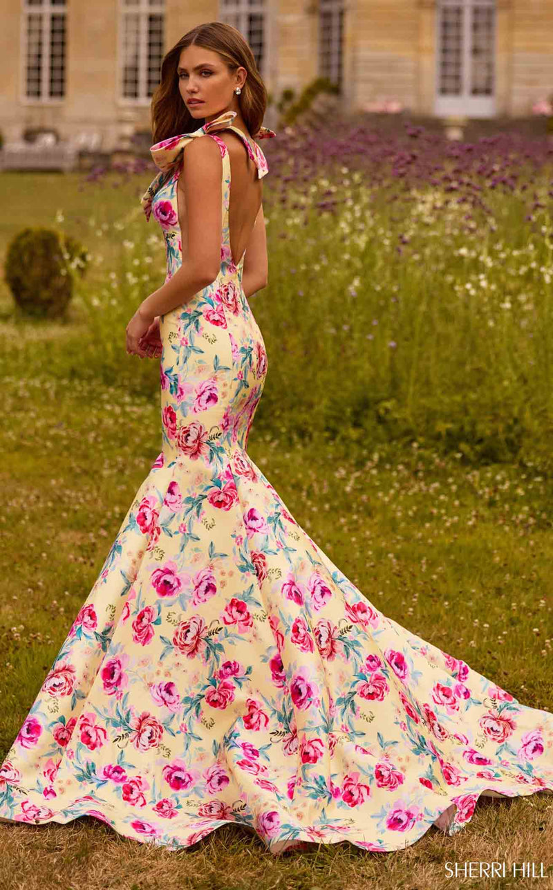 Sherri Hill 57848 Yellow Print