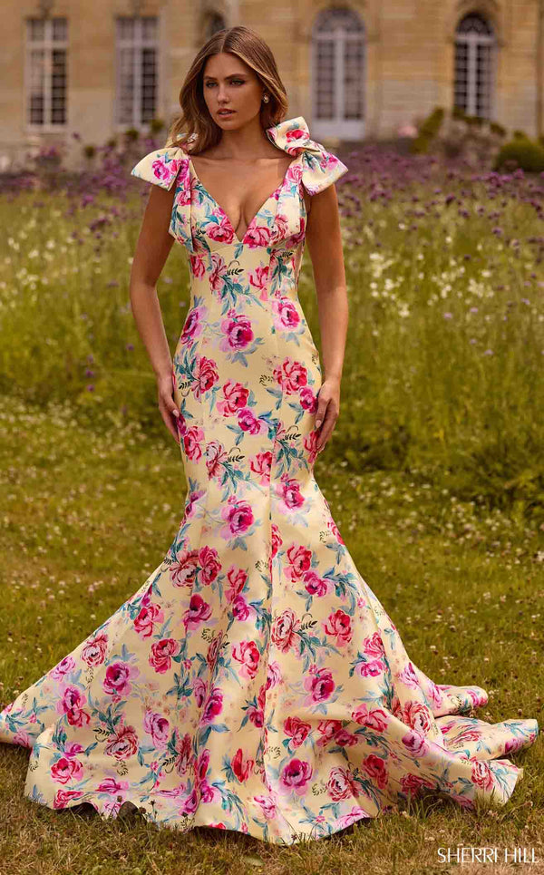 Sherri Hill 57848 Yellow Print