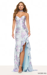 Sherri Hill 57857 Light Blue/Lilac Print