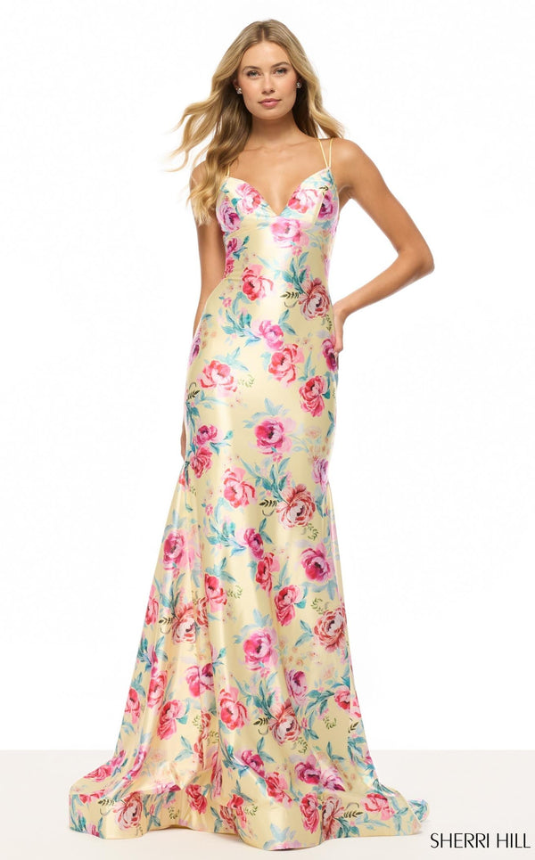 Sherri Hill 57859 Yellow Multi Print