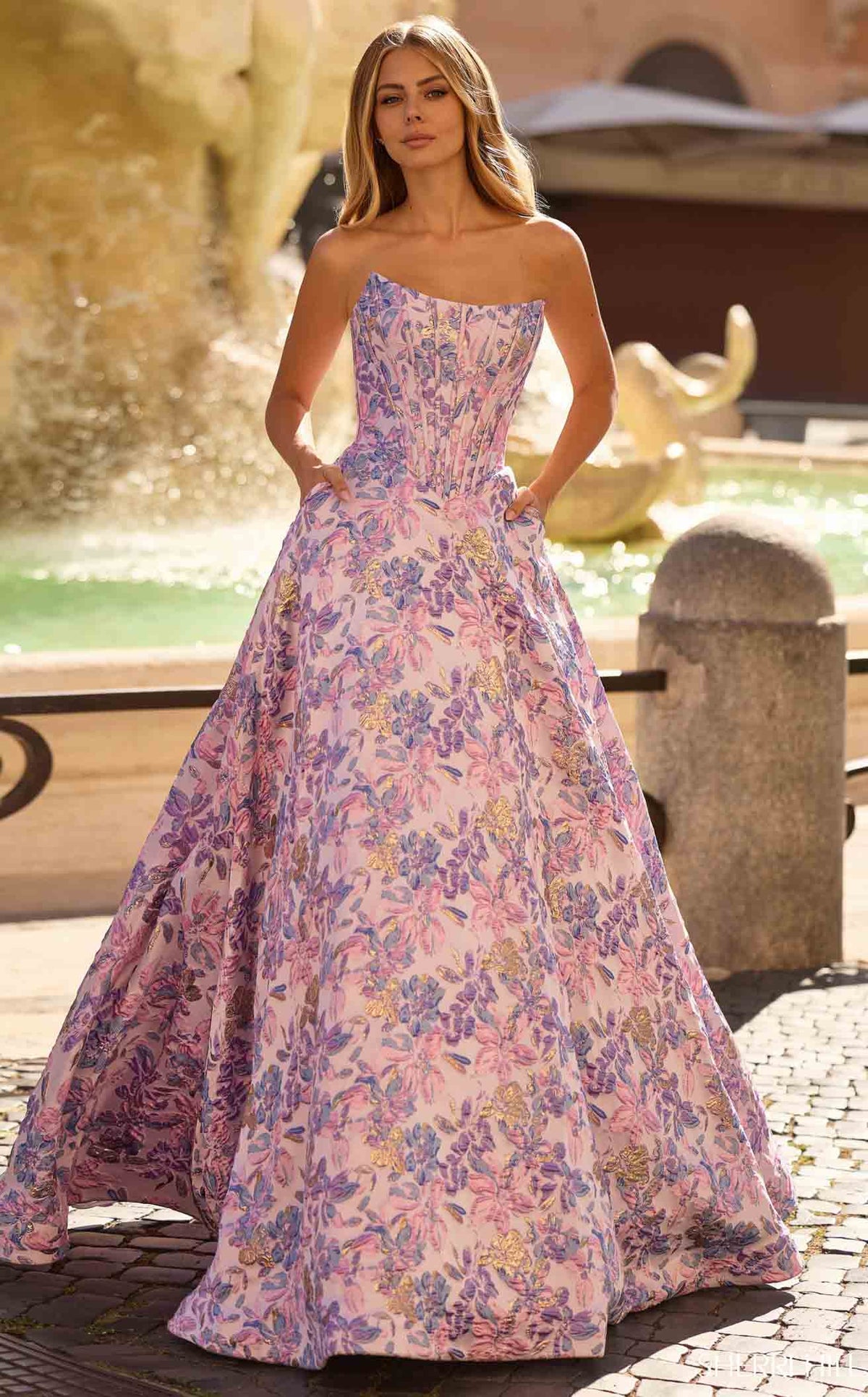 sherri hill dress Sherri Hill 57898 Women's Formal Evening & Wedding Guest Dress - Lilac/Pink/Blue Print