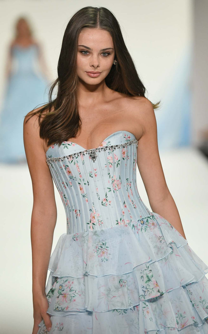 Sherri Hill 57913 Light Blue Print/Silver