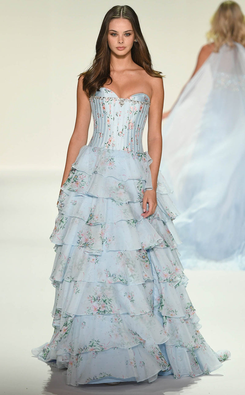 Sherri Hill 57913 Light Blue Print/Silver