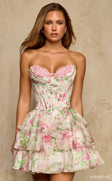 Sherri Hill 58061 Ivory/Pink/Green-Print
