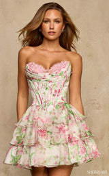 Sherri Hill 58061 Ivory/Pink/Green-Print