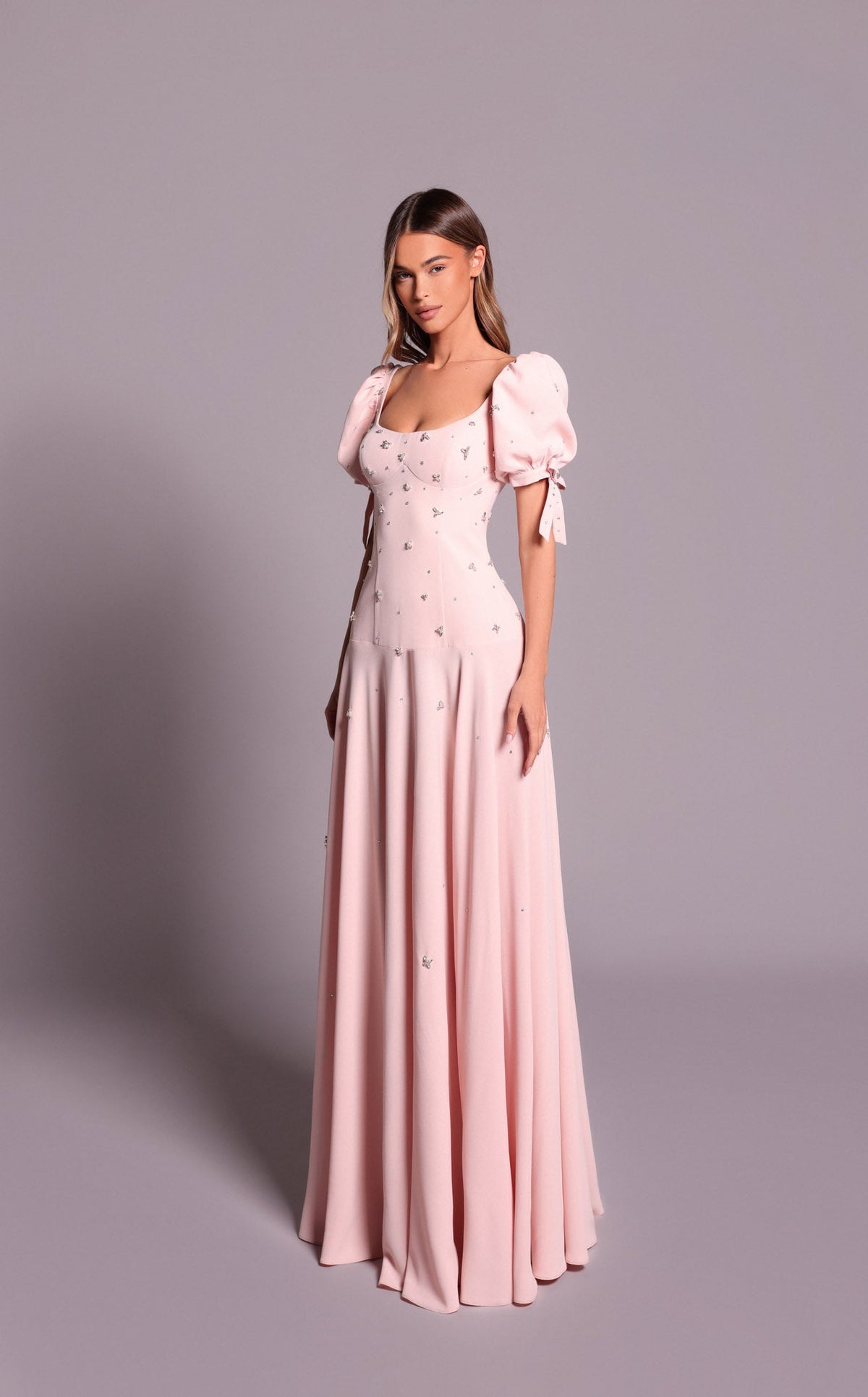 tarik ediz evening dresses 99144 Dress Vintage Black Jessica McClintock open back feather cuffs Color:Iris