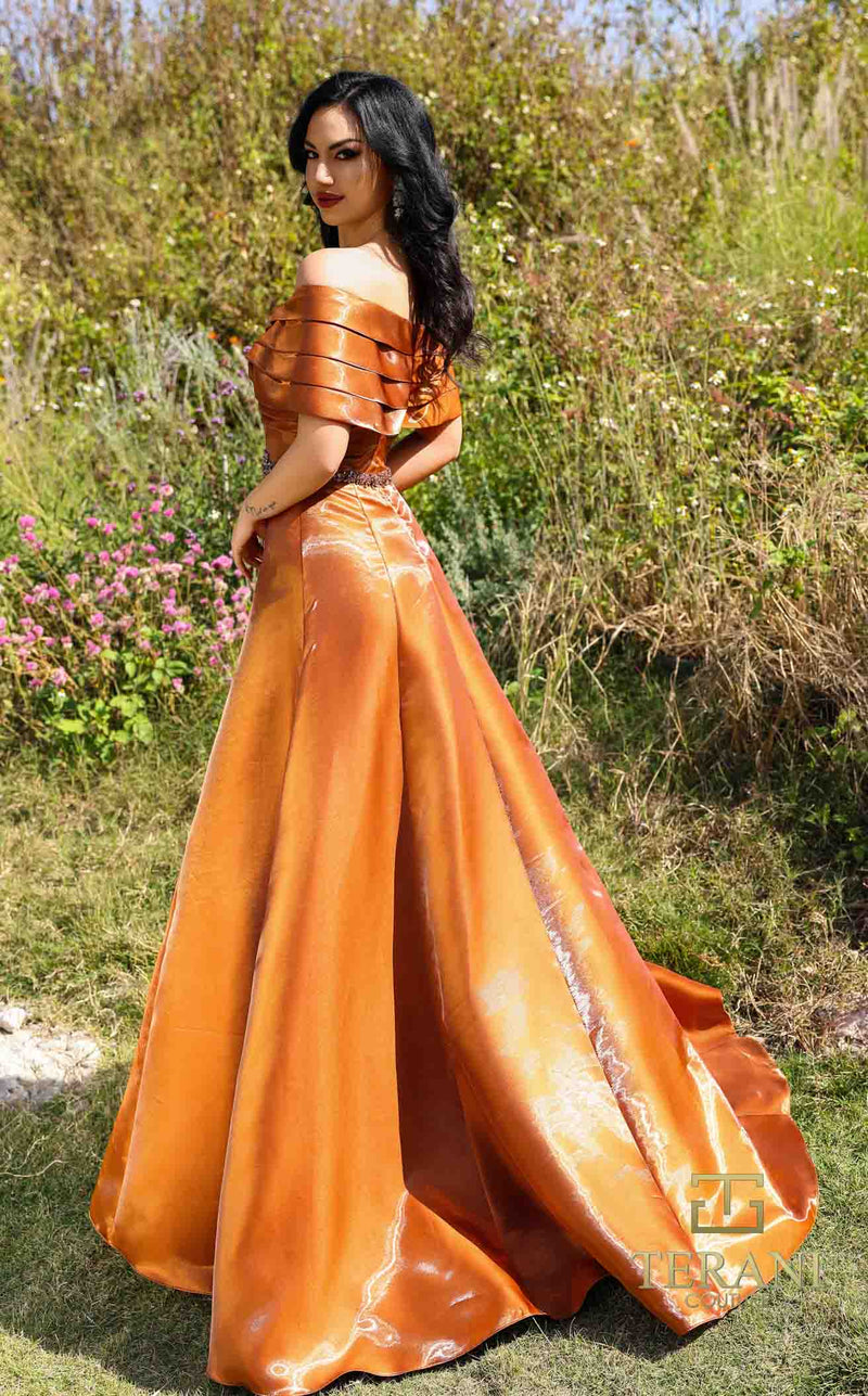 cognac satin dress Cognac Asymmetric Satin Midi Dress