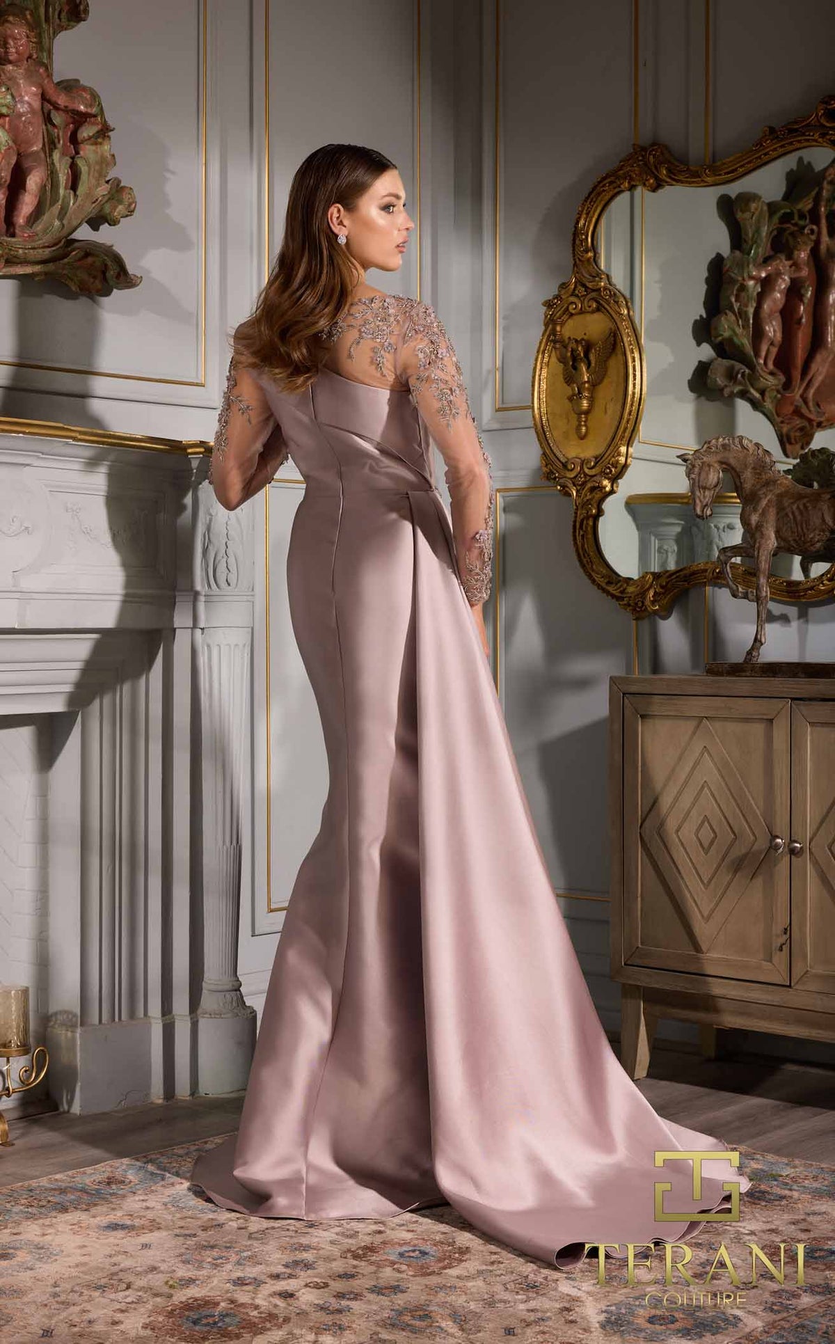 terani long sleeve dress Terani 252M5344CL Prom Dress - Blush
