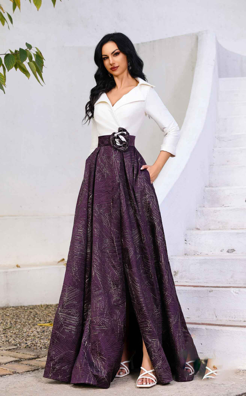Terani 252M5522 Ivory-Purple
