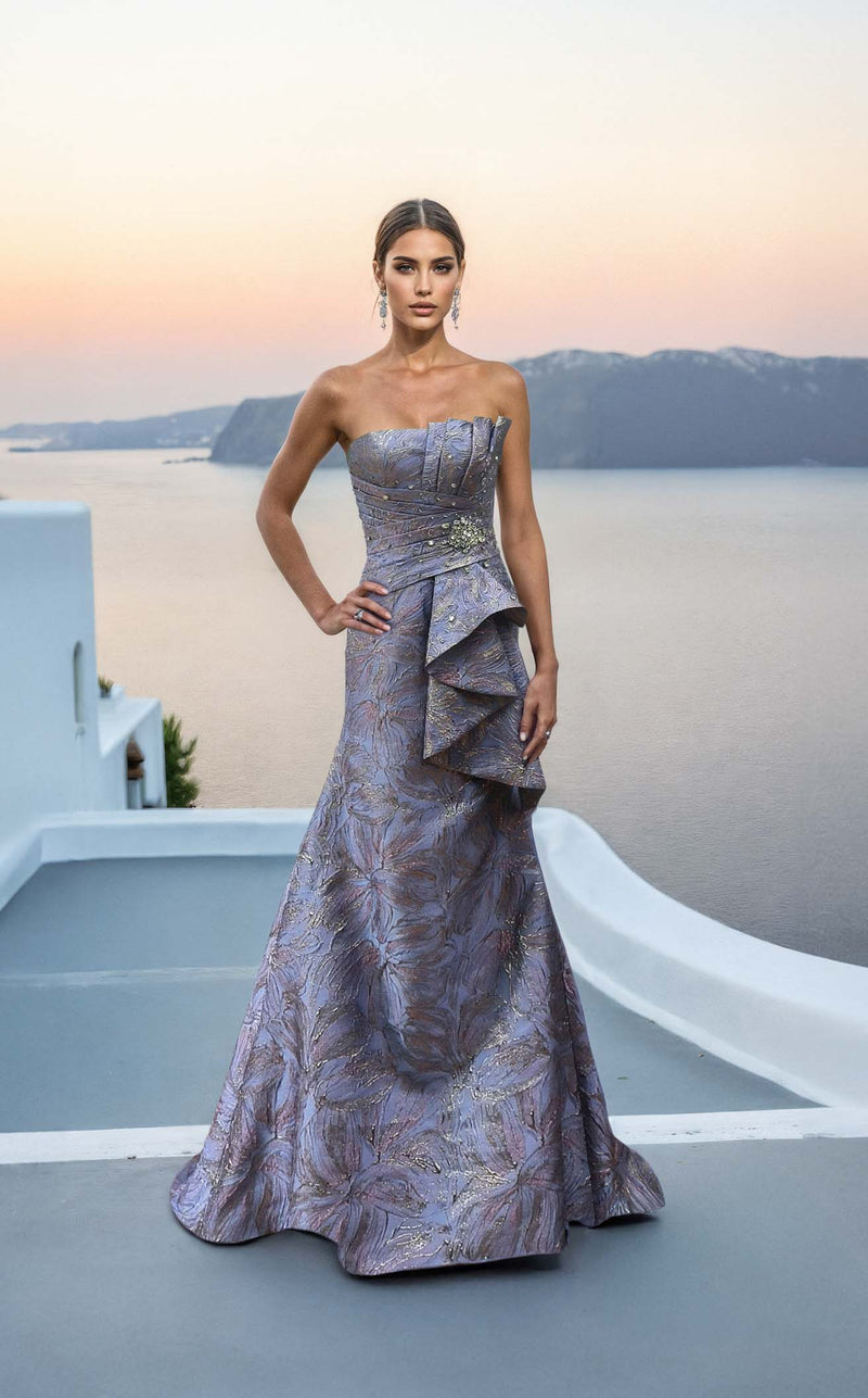 green emerald velvet dress Gold Beaded Prom Dress with Royal Blue Tulle Skirt – loveangeldress main image 1