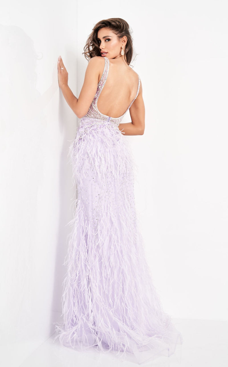 jovani purple feather dress Sleeveless Beaded and Feather Embellished Prom Gown by Jovani 08060 14 / Blush (LightCoral)