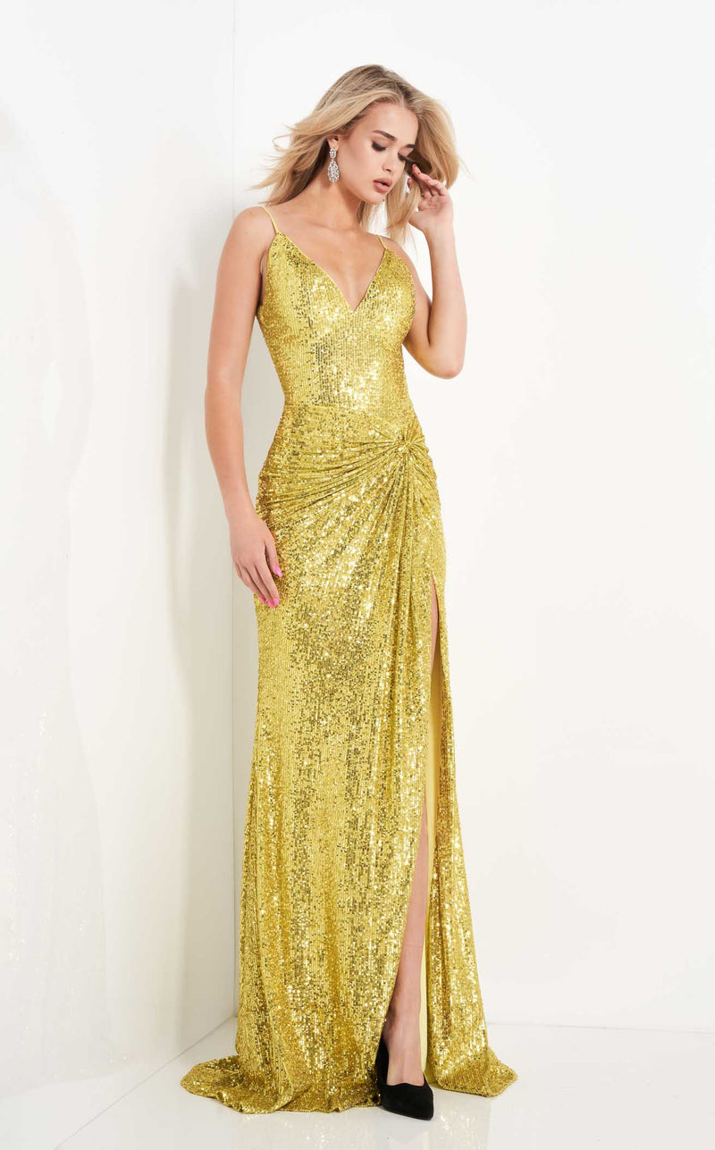 jovani yellow sequin dress Jovani 06469 Size 4 Yellow Ombre Prom Dress Sequin One Shoulder Mermai