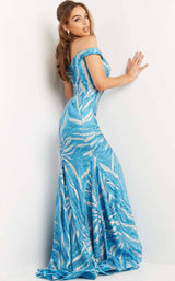 Jovani 08607 Light Blue/Silver