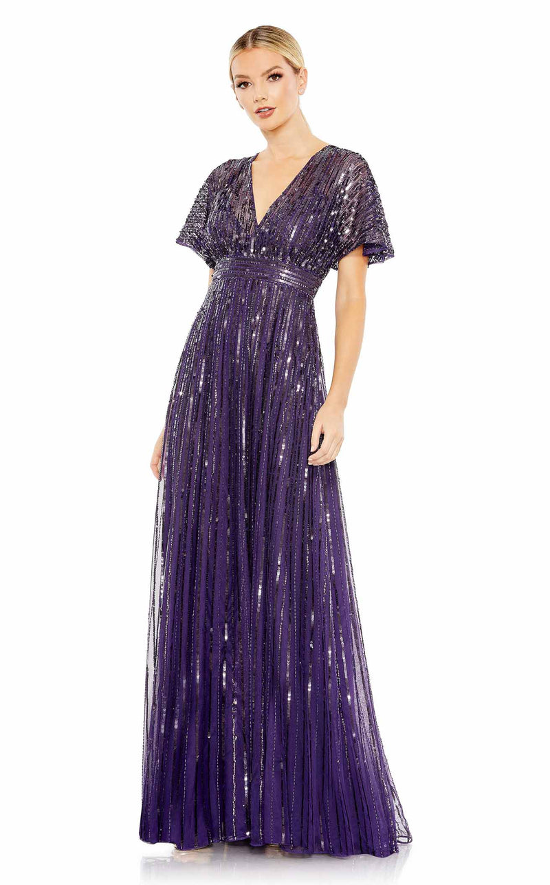 Sequined Butterfly Sleeve Flowy Gown - Mac Duggal Lavender / US 14 Sequined Butterfly Sleeve Flowy Gown - Mac Duggal Lavender / US 14