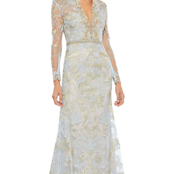 【Mac Duggal】ゴールドワンショルダー フェイクラップ ガウン Mac Duggal 11165 Long Formal Dress - PromGirl