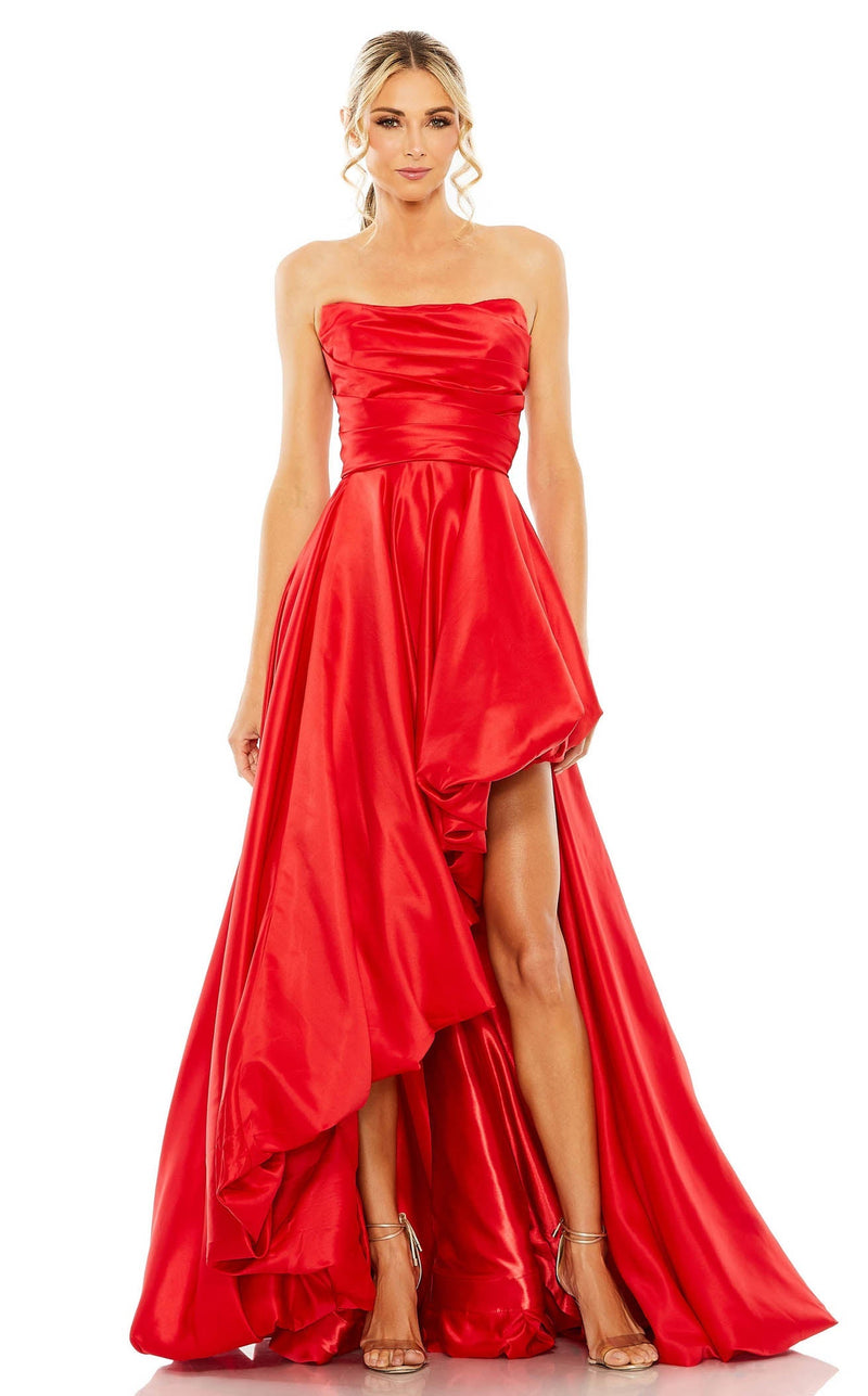 red dress mac duggal Mac Duggal Halter Neck Chiffon Gown With 3D Flower