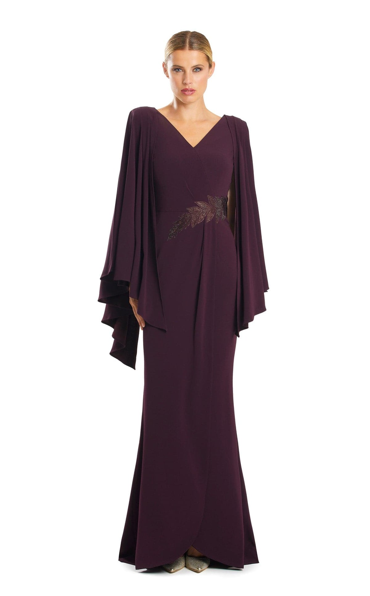 aubergine evening dress Aubergine Mother Of The Bride Dresses A-Line V Neck Long Satin Mother Of The Bride Dress main image 0