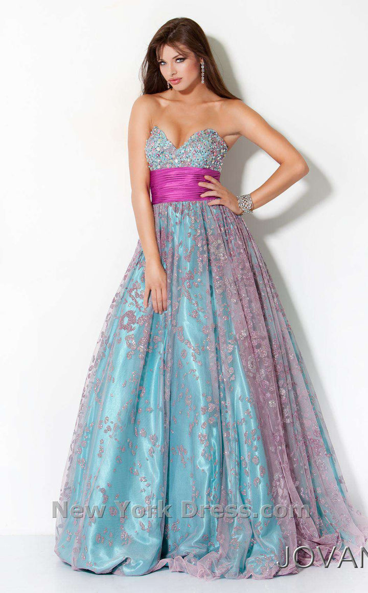 Jovani 3653 Fuchsia/Aqua