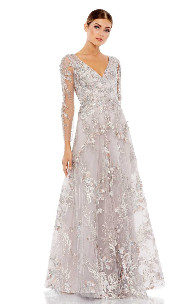 Appliqued Illusion Long Sleeve A Line Gown - Mac Duggal Vintage Lilac / US 16 Appliqued Illusion Long Sleeve A Line Gown - Mac Duggal Vintage Lilac / US 16