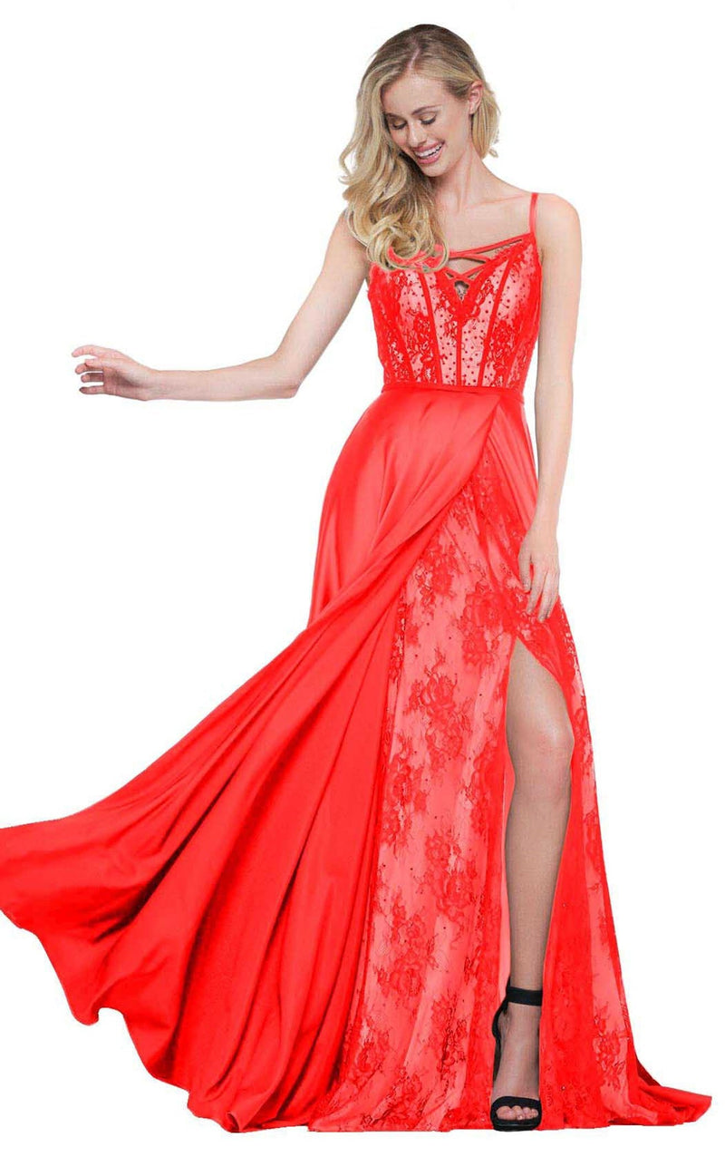 Colors Dress 2057 Red-Nude