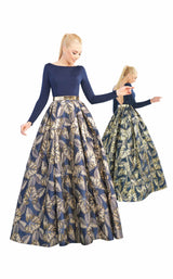 Mac Duggal 25950I Navy Gold