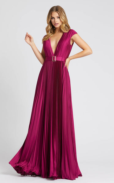 MAC DUGGAL スプリット袖Vネックサテンドレス Mac Duggal 26285 Dress | NewYorkDress.com