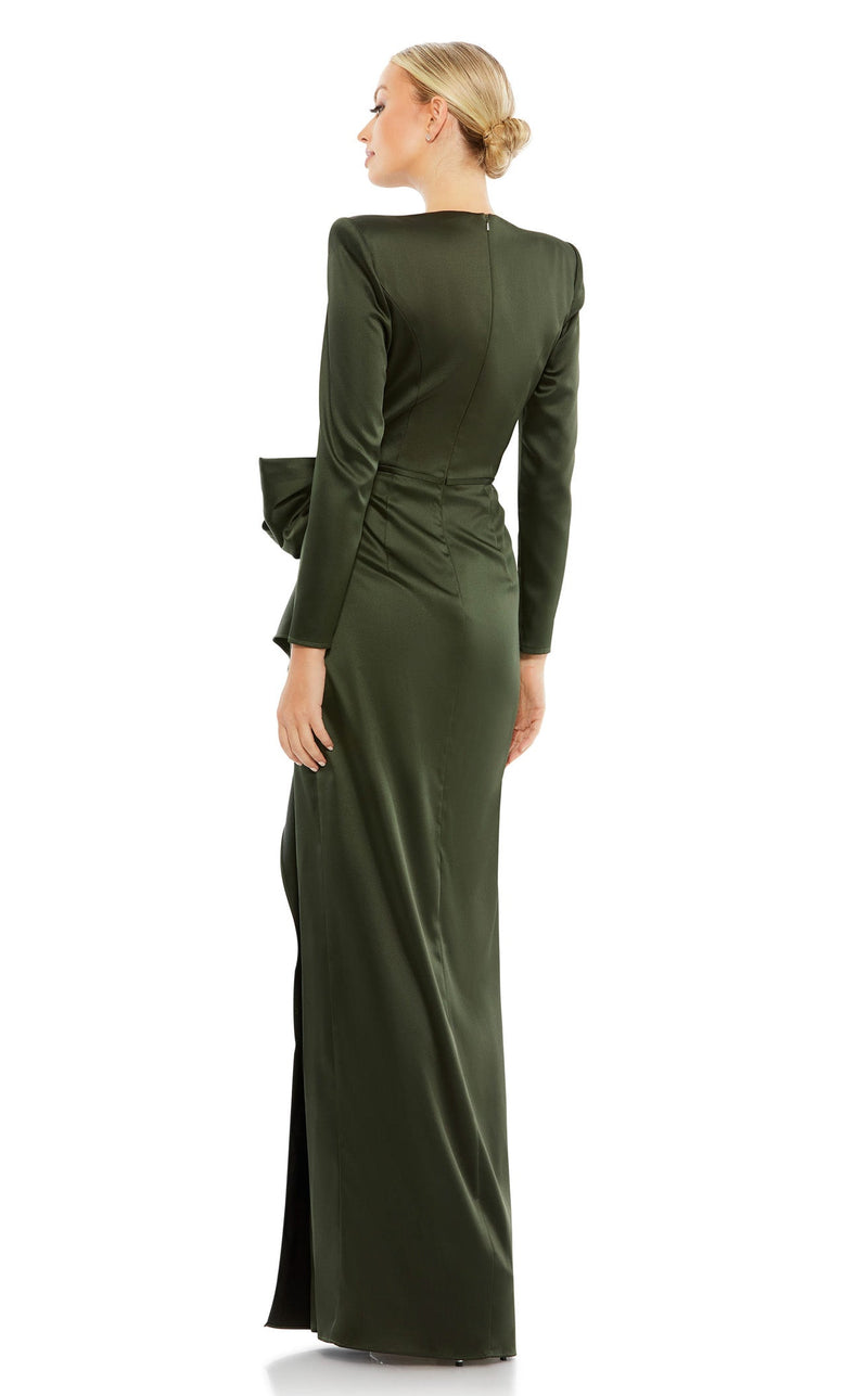 mac duggal olive green dress Green Sleeveless Hand Embellished Floral Maxi Dress