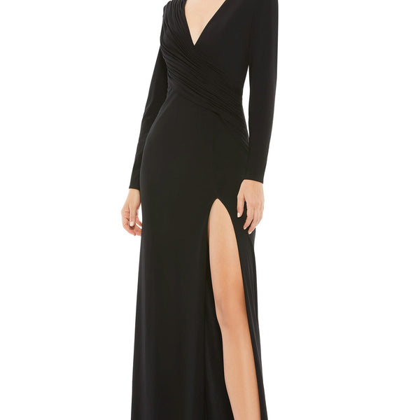 関税送料込【MAC DUGGAL】ロング ワンピース 襟付き ブラック Mac Duggal 26686 Dress | NewYorkDress.com