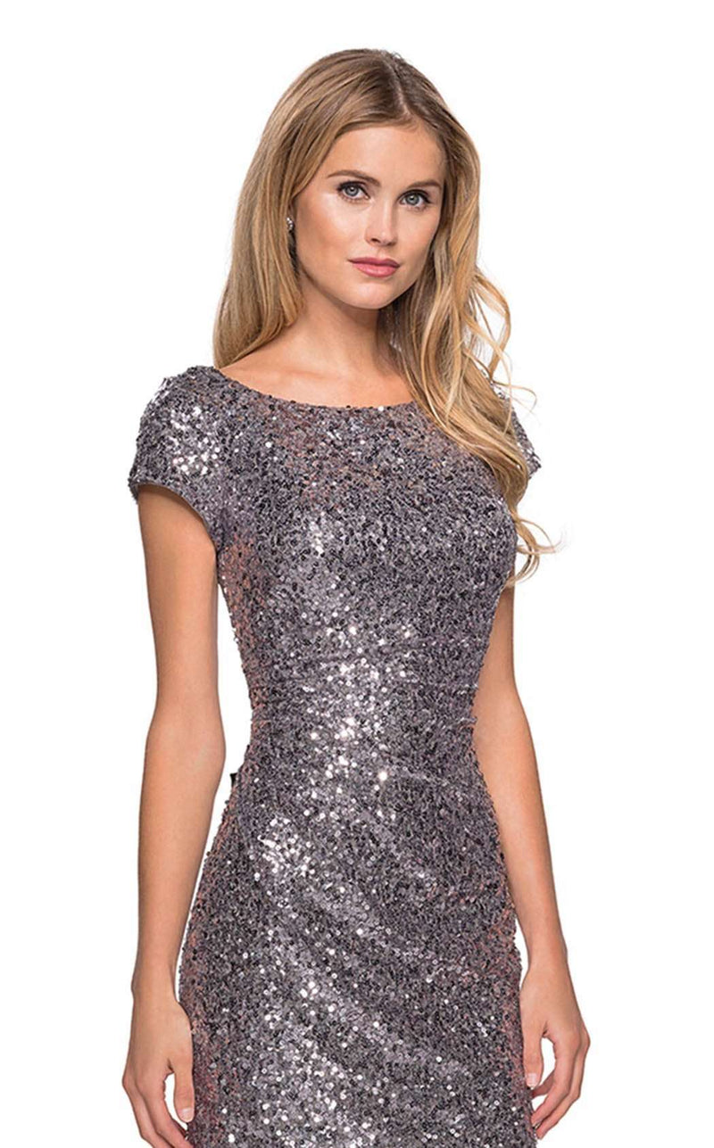 Short La Femme Silver Sequin Homecoming Party Dress Silver / 10