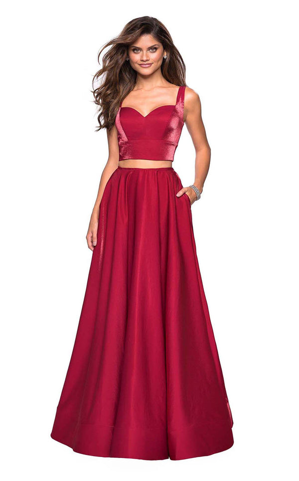 Prom Dresses,evening Dress,red Prom Dresses,2 Piece Prom Gown,two Piece  Prom Dresses,satin Prom Dres on Luulla