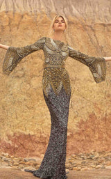 Primavera Couture 3680 Charcoal-Gold