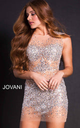 Jovani 39825BG Silver/Nude