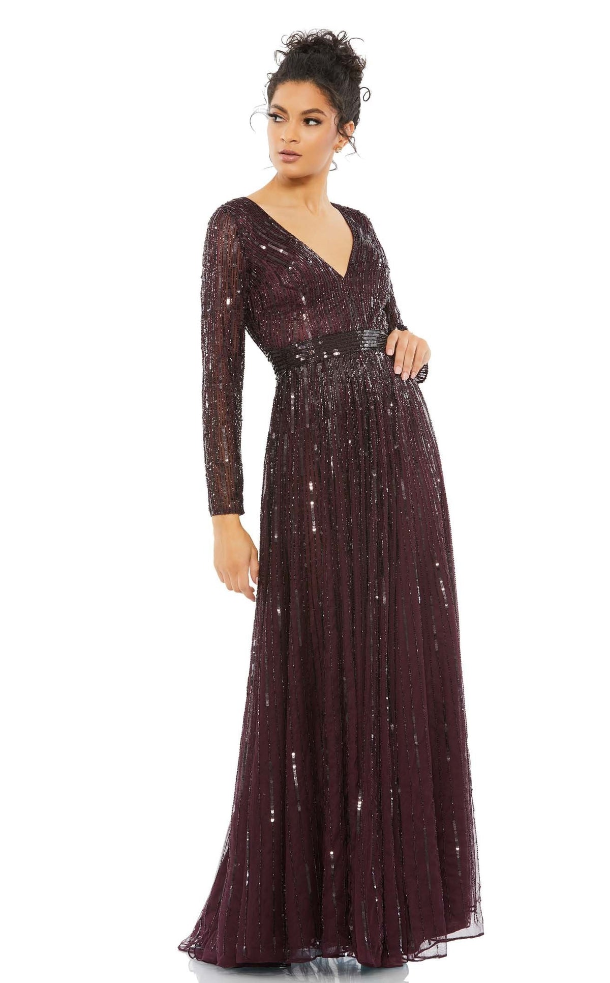 関税送料込【MAC DUGGAL】ロングワンピース メタリック ブラウン Mac Duggal 4977 Dress | NewYorkDress.com