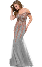 Jovani 51115BG Silver/Nude