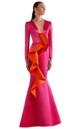 Edward Arsouni Couture SS0518 Fuchsia-Orange