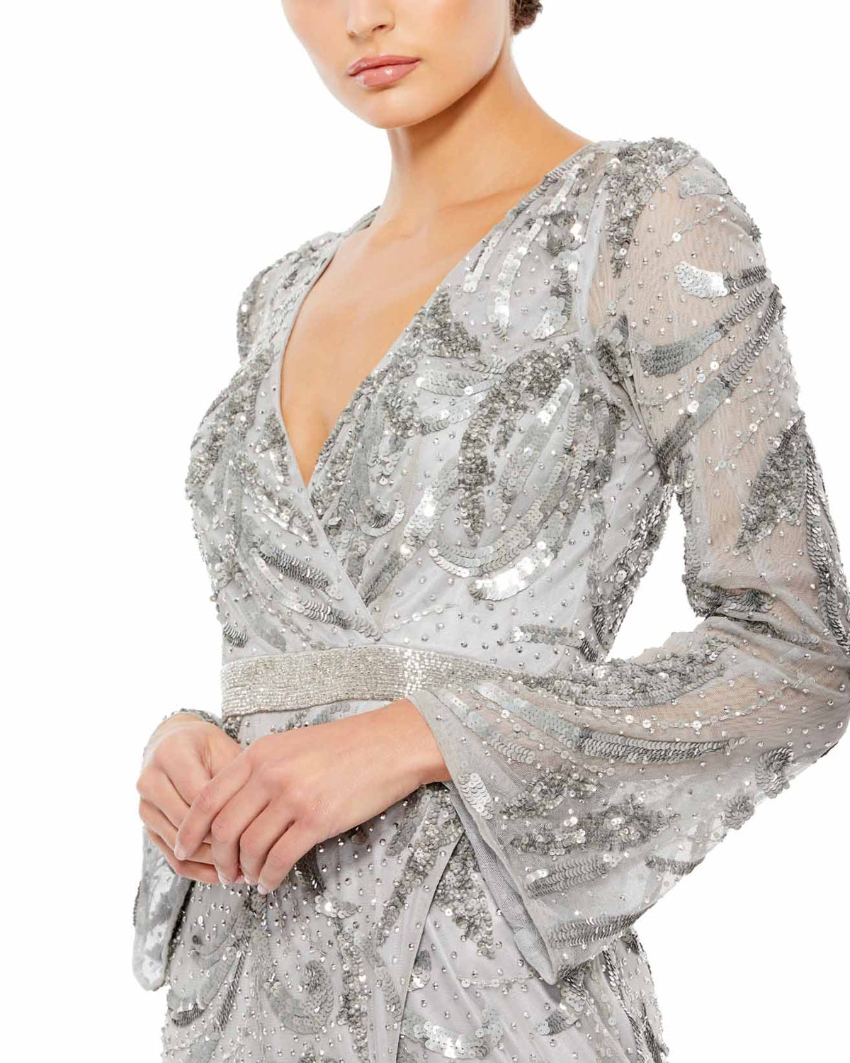 Mac duggal Vネック レース フレアー カラードレス ２色 Mac duggal Vネック レース フレアー カラードレス 2色