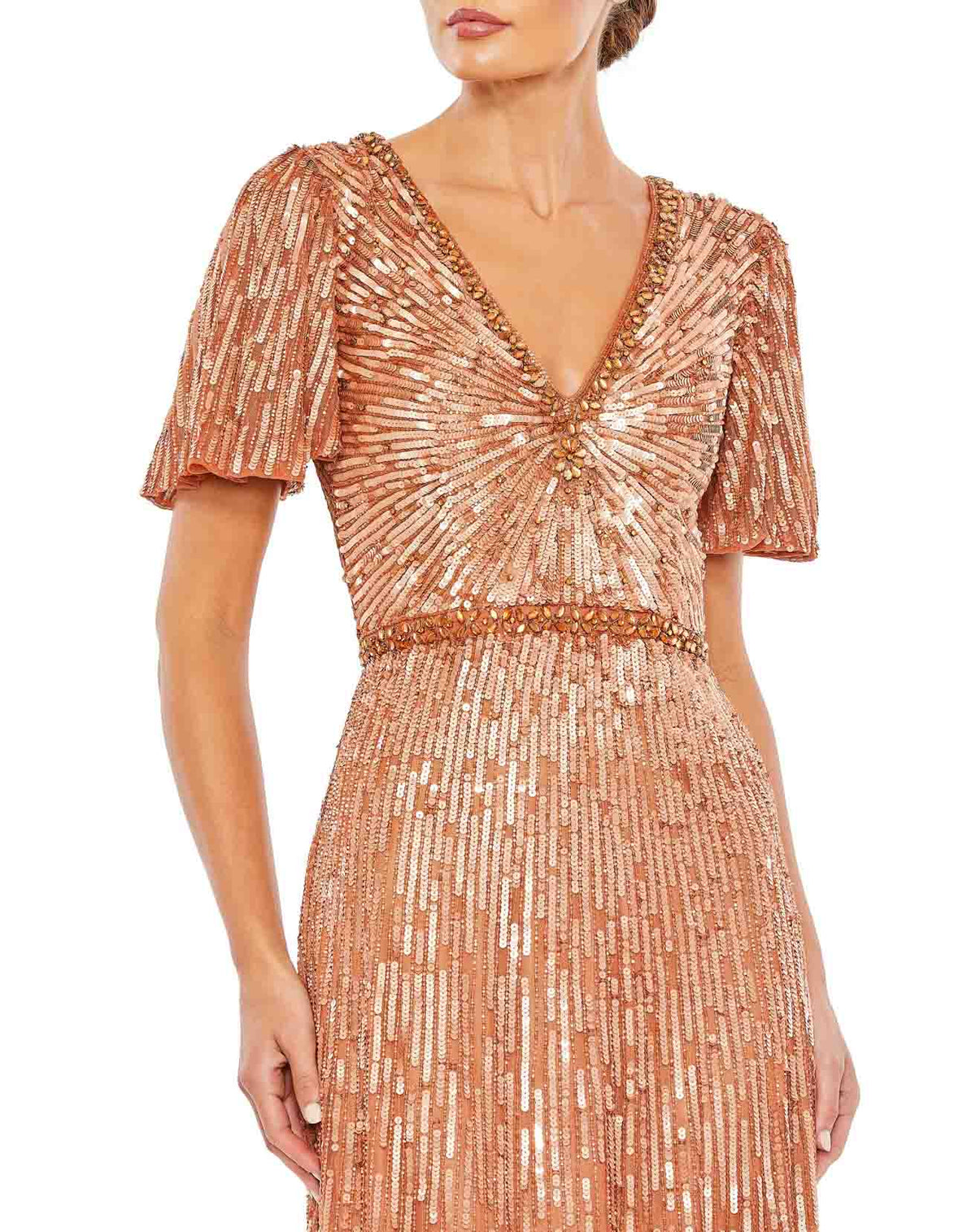 関税送料込【MAC DUGGAL】ミディワンピース ティアード オレンジ Mac Duggal 5931 Dress | NewYorkDress.com