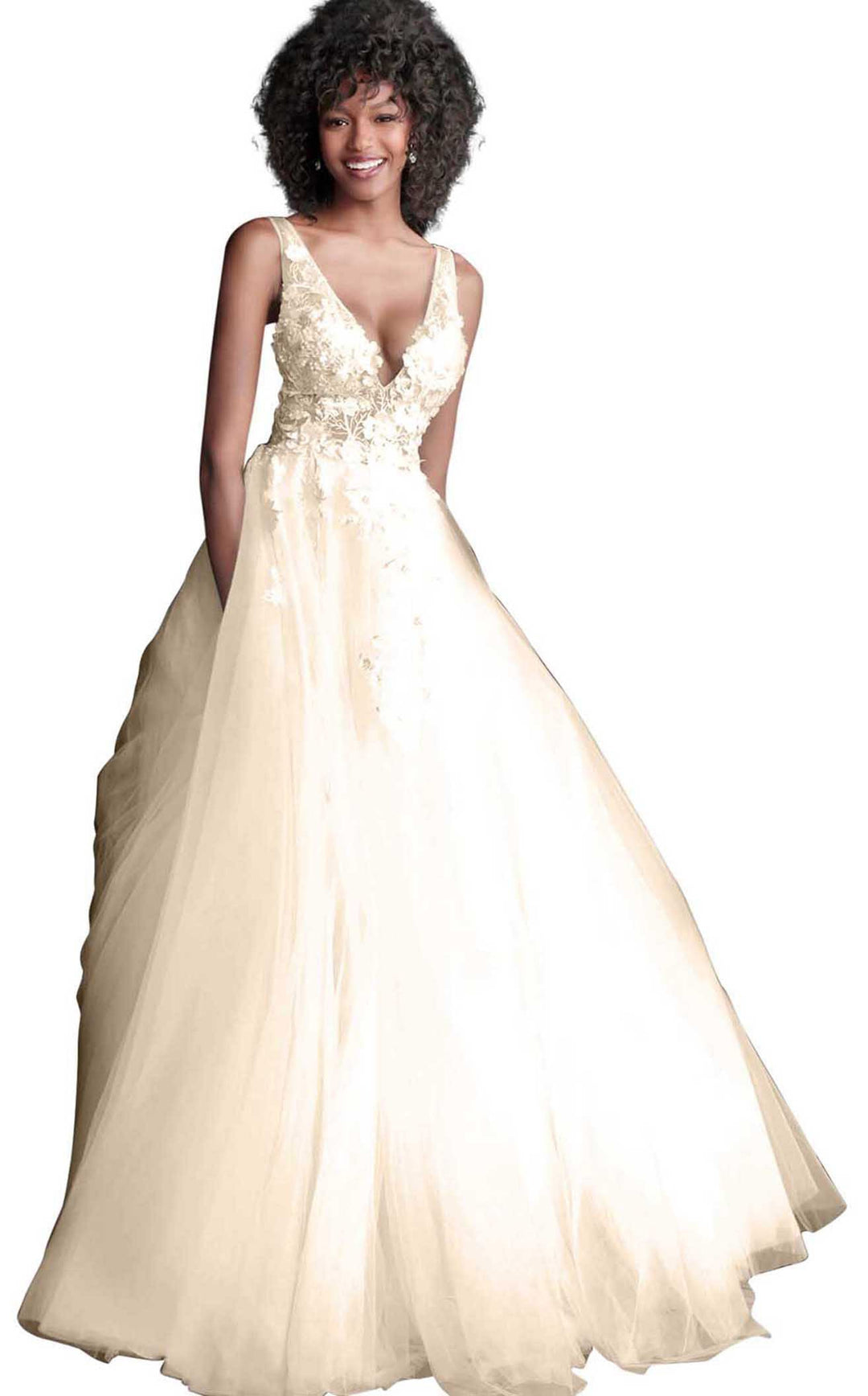Jovani 55634 Off White/Blush