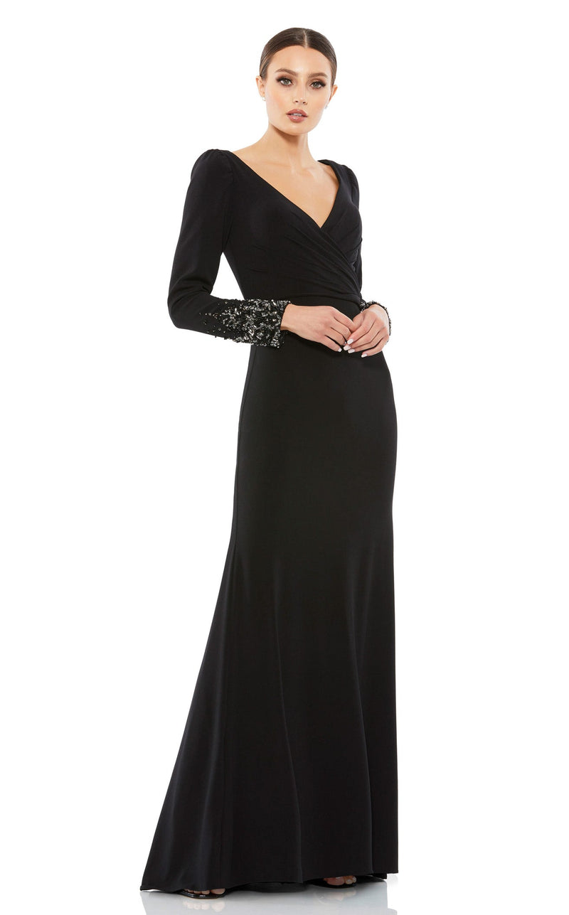 mac duggal black long sleeve dress Mac Duggal 79351 Long Sleeve Beaded Lace Dress