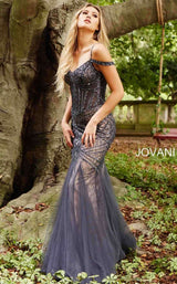 Jovani 55876 Charcoal-Nude
