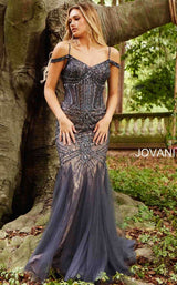 Jovani 55876 Charcoal-Nude