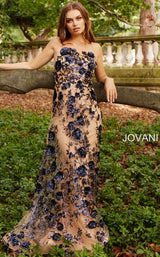 Jovani 56046BG Navy/Nude