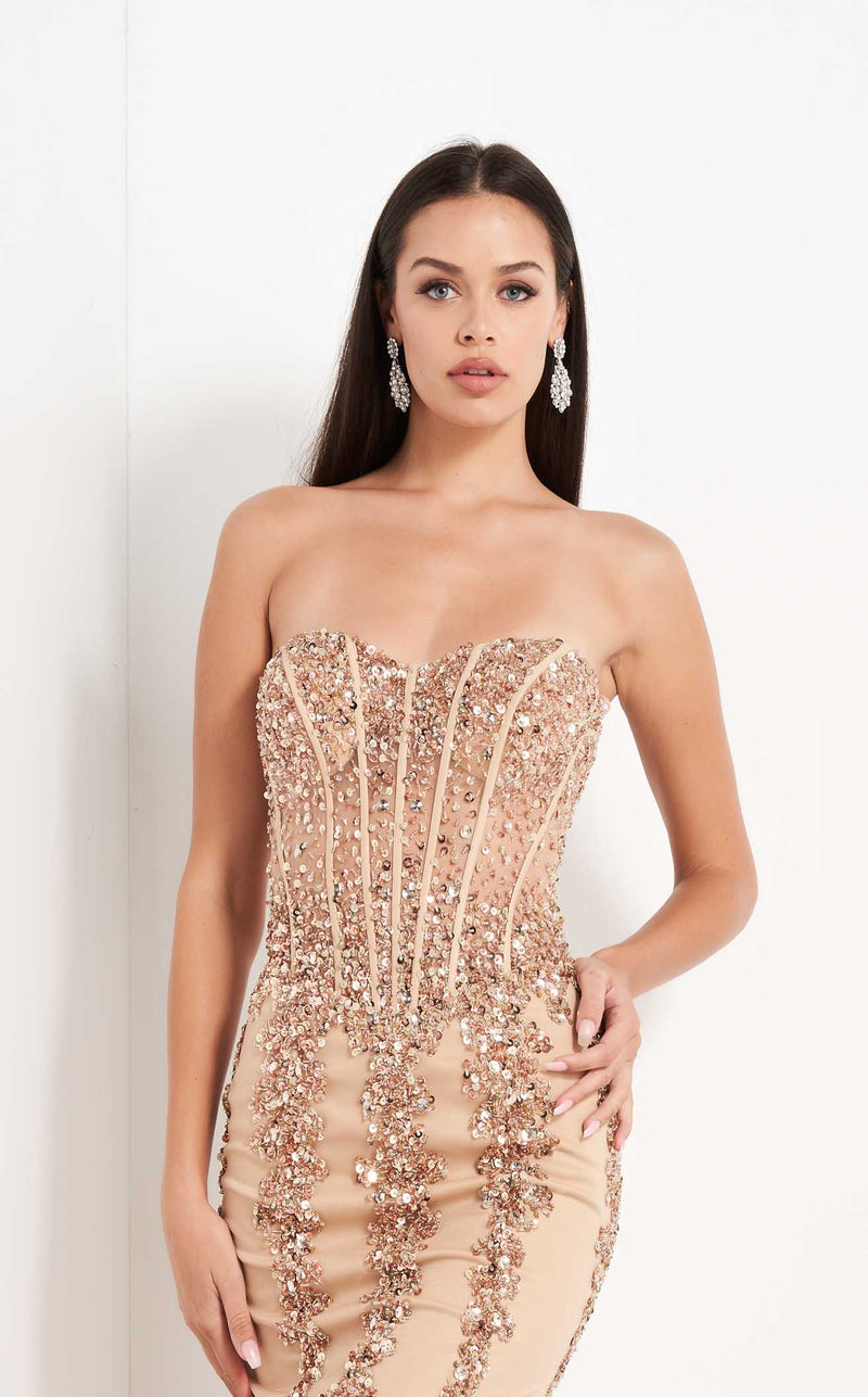 jovani prom dress 5908 Jovani 5908 Nude Embellished Corset Bodice Dress