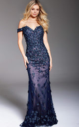 Jovani 59742BG Navy/Nude