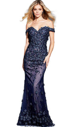 Jovani 59742BG Navy/Nude